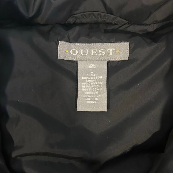 QUEST Sz L Black Down Puffer Vest Warm Outdoor Insulated Layer - Picture 7 of 8